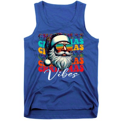 Merry Christmas Santa Face Retro Sunglasses Vintage Humor Gift Tank Top