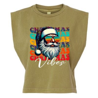 Merry Christmas Santa Face Retro Sunglasses Vintage Humor Gift Garment-Dyed Women's Muscle Tee