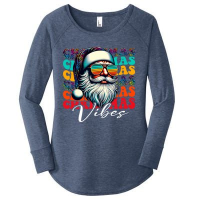 Merry Christmas Santa Face Retro Sunglasses Vintage Humor Gift Women's Perfect Tri Tunic Long Sleeve Shirt