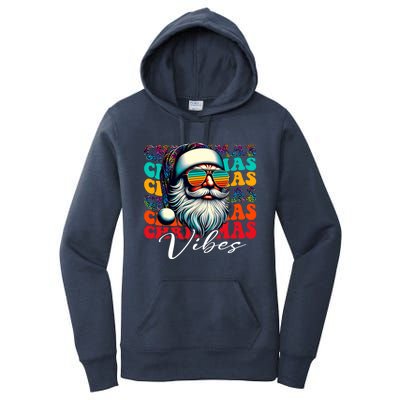 Merry Christmas Santa Face Retro Sunglasses Vintage Humor Gift Women's Pullover Hoodie