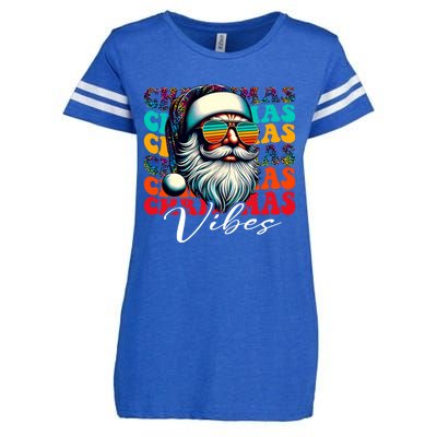 Merry Christmas Santa Face Retro Sunglasses Vintage Humor Gift Enza Ladies Jersey Football T-Shirt