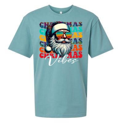 Merry Christmas Santa Face Retro Sunglasses Vintage Humor Gift Sueded Cloud Jersey T-Shirt