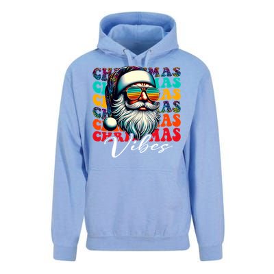 Merry Christmas Santa Face Retro Sunglasses Vintage Humor Gift Unisex Surf Hoodie