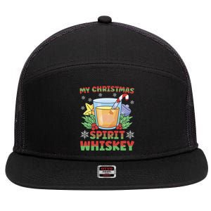 My Christmas Spirit Is Whiskey Gift 7 Panel Mesh Trucker Snapback Hat