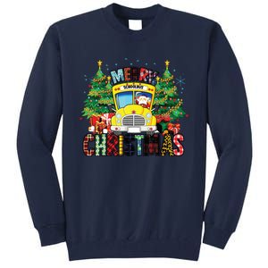 Merry Christmas School Bus Driver Santa Claus And Xmas Trees Tall Sweatshirt