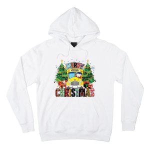 Merry Christmas School Bus Driver Santa Claus And Xmas Trees Hoodie