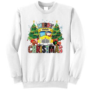 Merry Christmas School Bus Driver Santa Claus And Xmas Trees Sweatshirt