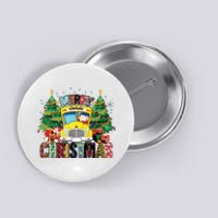 Merry Christmas School Bus Driver Santa Claus And Xmas Trees Button