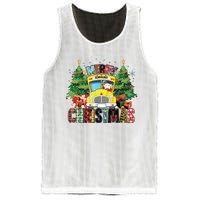 Merry Christmas School Bus Driver Santa Claus And Xmas Trees Mesh Reversible Basketball Jersey Tank