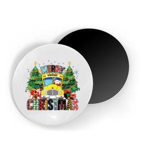 Merry Christmas School Bus Driver Santa Claus And Xmas Trees Magnet