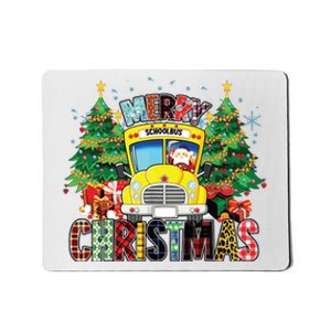 Merry Christmas School Bus Driver Santa Claus And Xmas Trees Mousepad