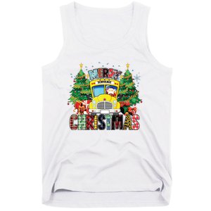 Merry Christmas School Bus Driver Santa Claus And Xmas Trees Tank Top