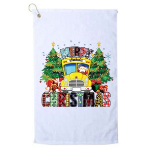 Merry Christmas School Bus Driver Santa Claus And Xmas Trees Platinum Collection Golf Towel