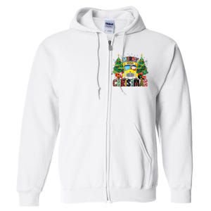 Merry Christmas School Bus Driver Santa Claus And Xmas Trees Full Zip Hoodie