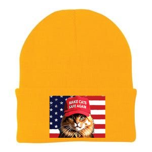 Make Cats Safe Again Red Hat 2024 Debate Funny Knit Cap Winter Beanie