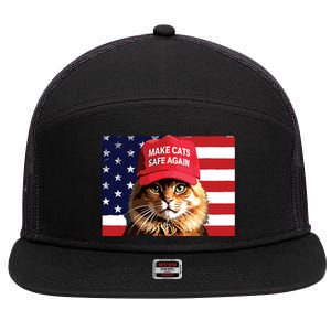 Make Cats Safe Again Red Hat 2024 Debate Funny 7 Panel Mesh Trucker Snapback Hat