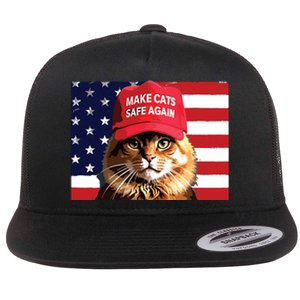 Make Cats Safe Again Red Hat 2024 Debate Funny Flat Bill Trucker Hat