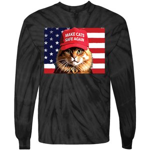 Make Cats Safe Again Red Hat 2024 Debate Funny Tie-Dye Long Sleeve Shirt