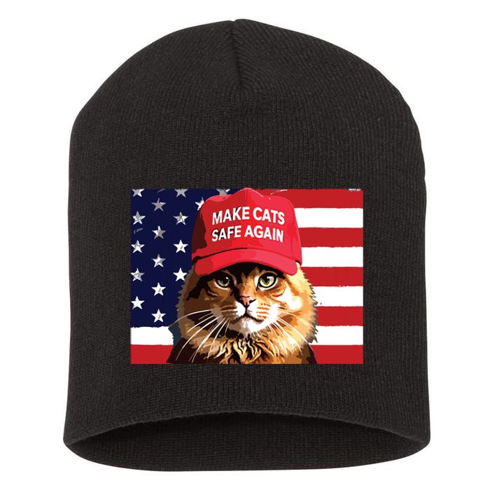 Make Cats Safe Again Red Hat 2024 Debate Funny Short Acrylic Beanie