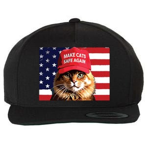 Make Cats Safe Again Red Hat 2024 Debate Funny Wool Snapback Cap