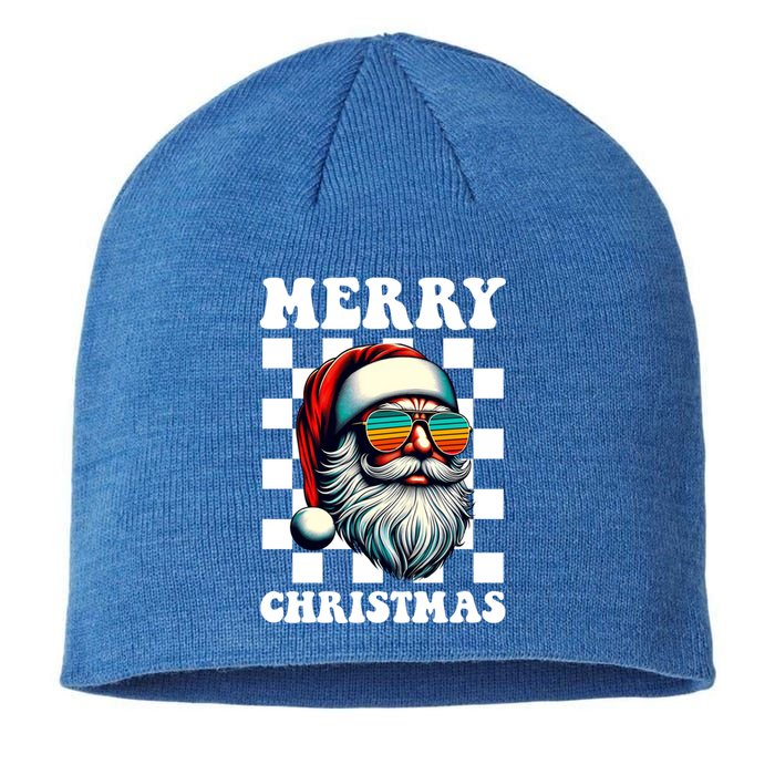 Merry Christmas Santa Face Retro Sunglasses Vintage Humor Cute Gift Sustainable Beanie