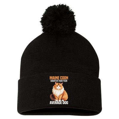 Maine Coon Smarter Than Your Average Dog Maine Coon Cat Pom Pom 12in Knit Beanie