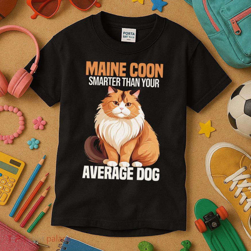 Maine Coon Smarter Than Your Average Dog Maine Coon Cat Kids T-Shirt