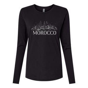 Morocco City Skyline Womens Cotton Relaxed Long Sleeve T-Shirt