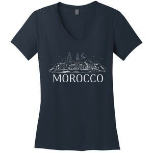 Morocco City Skyline Women's V-Neck T-Shirt