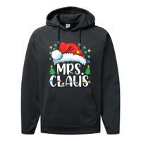 Mrs Claus Santa Lights Christmas Red Plaid Couples Pajama Performance Fleece Hoodie