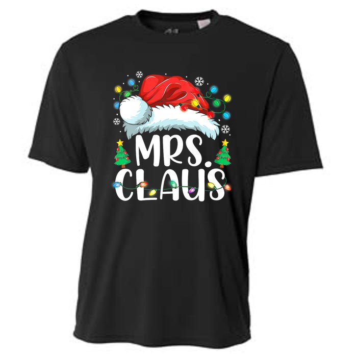 Mrs Claus Santa Lights Christmas Red Plaid Couples Pajama Cooling Performance Crew T-Shirt