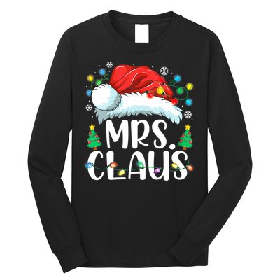 Mrs Claus Santa Lights Christmas Red Plaid Couples Pajama Long Sleeve Shirt