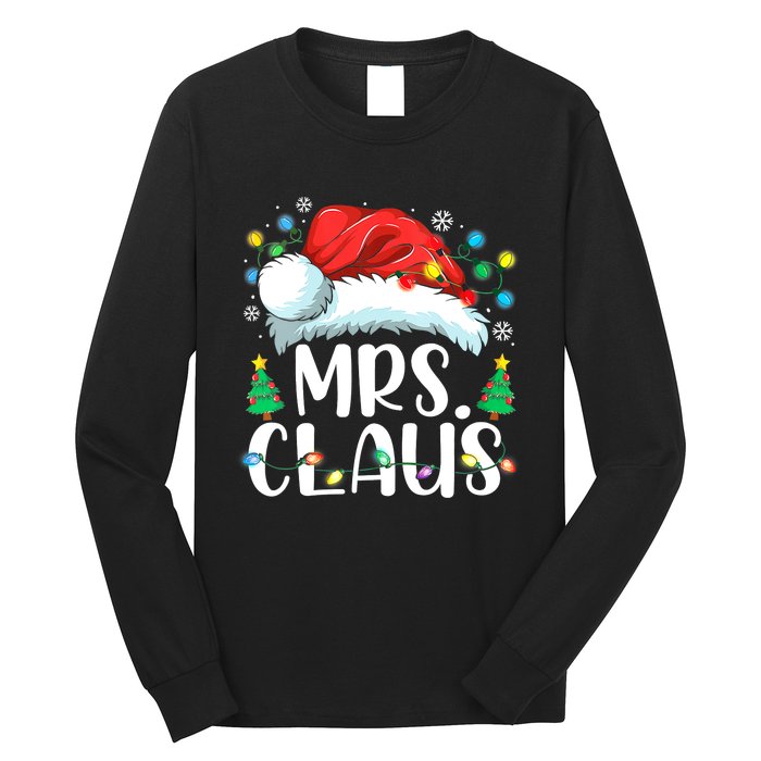 Mrs Claus Santa Lights Christmas Red Plaid Couples Pajama Long Sleeve Shirt