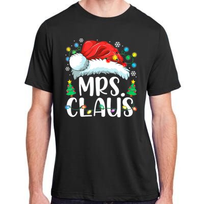 Mrs Claus Santa Lights Christmas Red Plaid Couples Pajama Adult ChromaSoft Performance T-Shirt