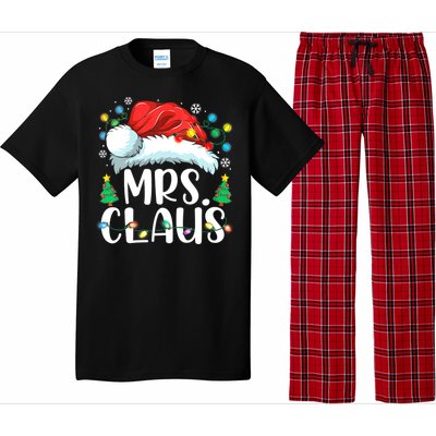 Mrs Claus Santa Lights Christmas Red Plaid Couples Pajama Pajama Set