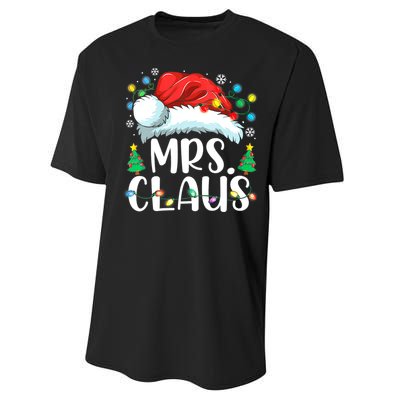 Mrs Claus Santa Lights Christmas Red Plaid Couples Pajama Performance Sprint T-Shirt