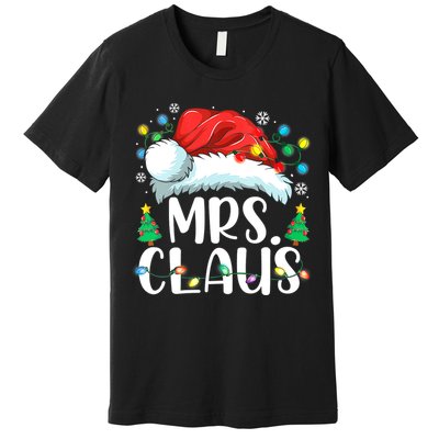 Mrs Claus Santa Lights Christmas Red Plaid Couples Pajama Premium T-Shirt