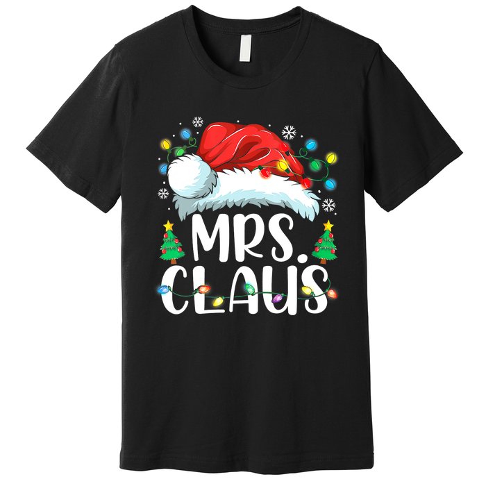 Mrs Claus Santa Lights Christmas Red Plaid Couples Pajama Premium T-Shirt