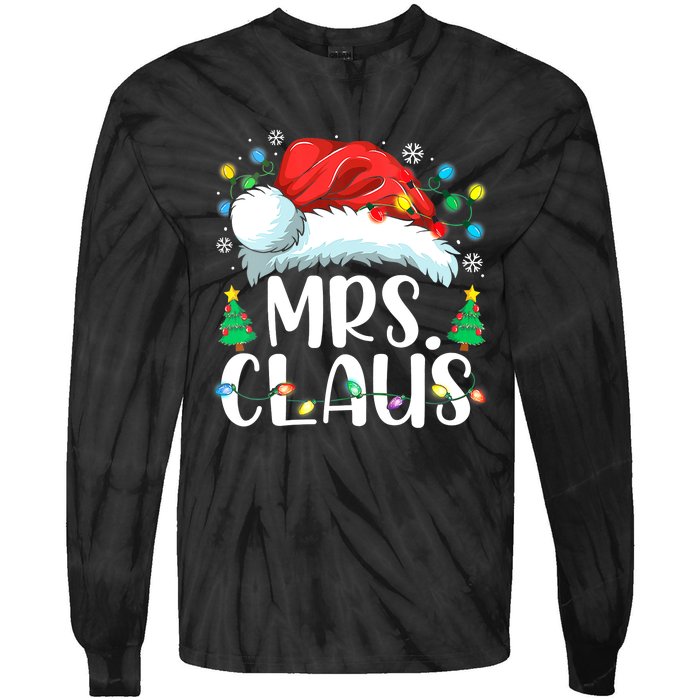 Mrs Claus Santa Lights Christmas Red Plaid Couples Pajama Tie-Dye Long Sleeve Shirt