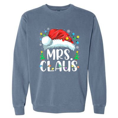 Mrs Claus Santa Lights Christmas Red Plaid Couples Pajama Garment-Dyed Sweatshirt