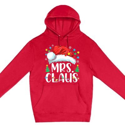 Mrs Claus Santa Lights Christmas Red Plaid Couples Pajama Premium Pullover Hoodie