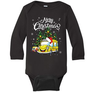 Merry Christmas School Bus Driver Xmas Pajamas Baby Long Sleeve Bodysuit