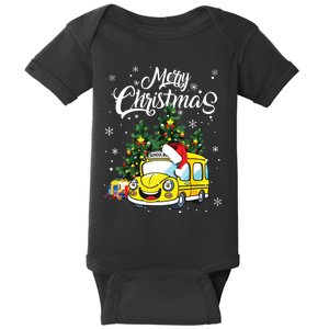 Merry Christmas School Bus Driver Xmas Pajamas Baby Bodysuit