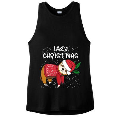 Merry Christmas Santa Sloth Merry Slothmas Lazy Christmas Gift Ladies PosiCharge Tri-Blend Wicking Tank