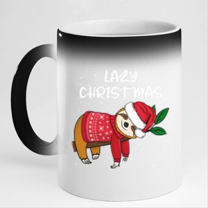 Merry Christmas Santa Sloth Merry Slothmas Lazy Christmas Gift 11oz Black Color Changing Mug