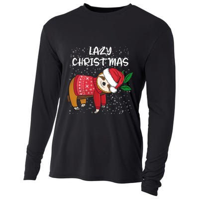 Merry Christmas Santa Sloth Merry Slothmas Lazy Christmas Gift Cooling Performance Long Sleeve Crew
