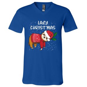 Merry Christmas Santa Sloth Merry Slothmas Lazy Christmas Gift V-Neck T-Shirt