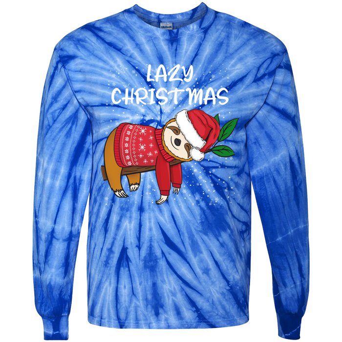 Merry Christmas Santa Sloth Merry Slothmas Lazy Christmas Gift Tie-Dye Long Sleeve Shirt