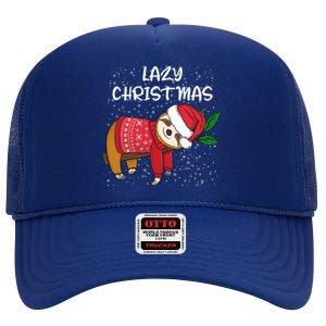 Merry Christmas Santa Sloth Merry Slothmas Lazy Christmas Gift High Crown Mesh Back Trucker Hat