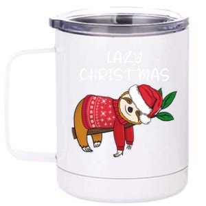 Merry Christmas Santa Sloth Merry Slothmas Lazy Christmas Gift 12 oz Stainless Steel Tumbler Cup